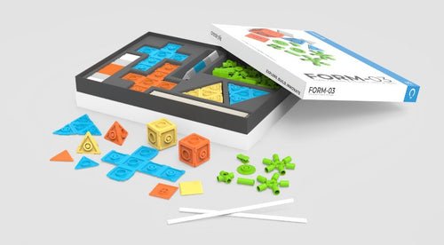 FORM-03 toolkit, open box with shape pieces and connectors